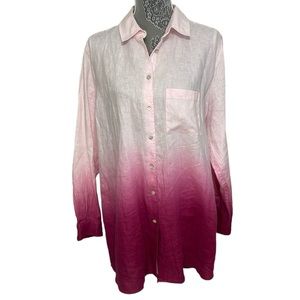 Soft Surroundings‎ Size Large pink Ombre long sleeve button up shirt.